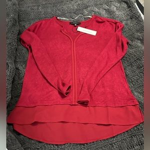 NWT Sanctuary red size XS mixed media sweater